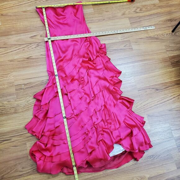 Stephen Yearick Strapless Gown HOT Pink Silk XS 2-4 Tiered Layered Skirt w/Tulle - Picture 15 of 16
